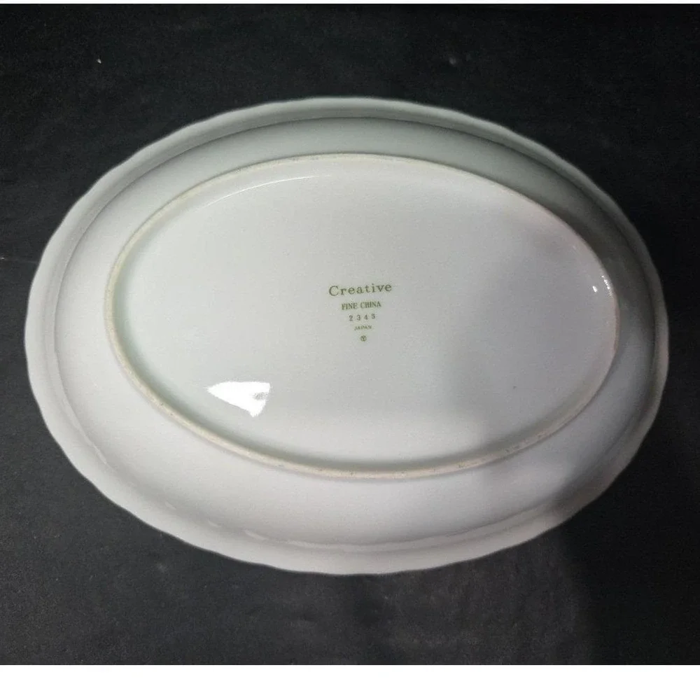 Creative Fine China Regency Rose Oval Serving Bowl, Vintage Porcelain Serveware